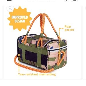 Camouflage Dog Carrier with Pink Handles